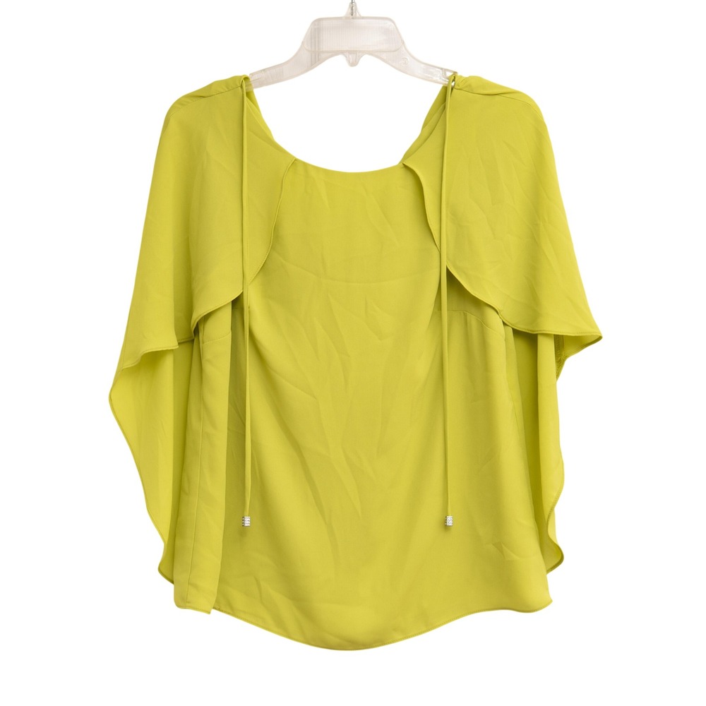 Joseph Ribkoff Top NEW Limelight Green Airy Chiffon Cape Runway Chic Design $179